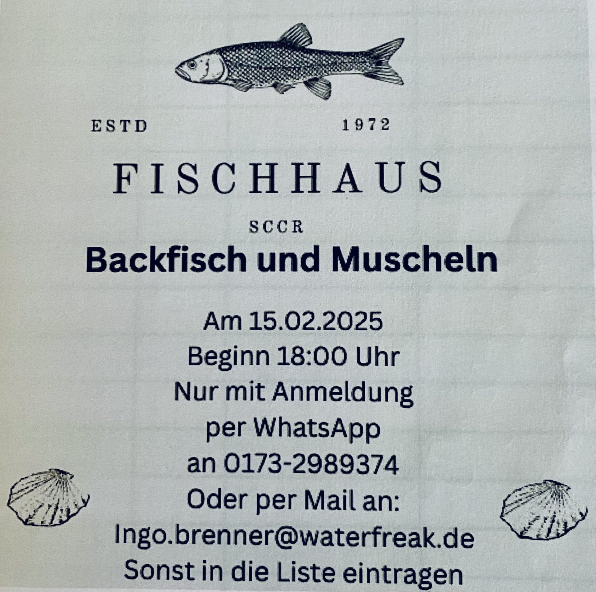 "Backfisch und Muscheln" Abend